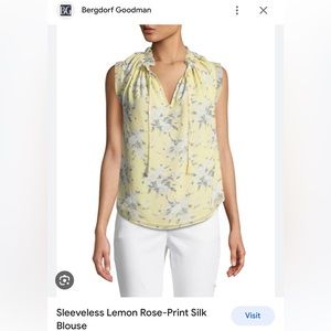 Rebecca Taylor Sleeveless Lemon Rose Print Blouse